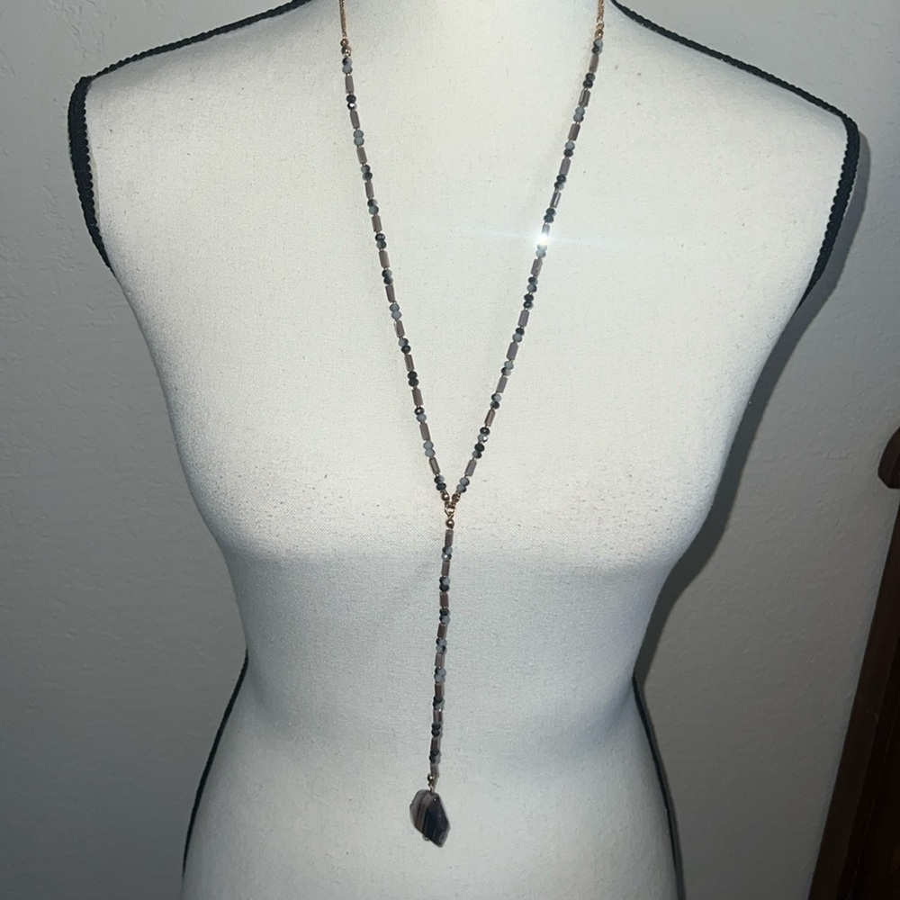NWT Natasha genuine stone Y long necklace